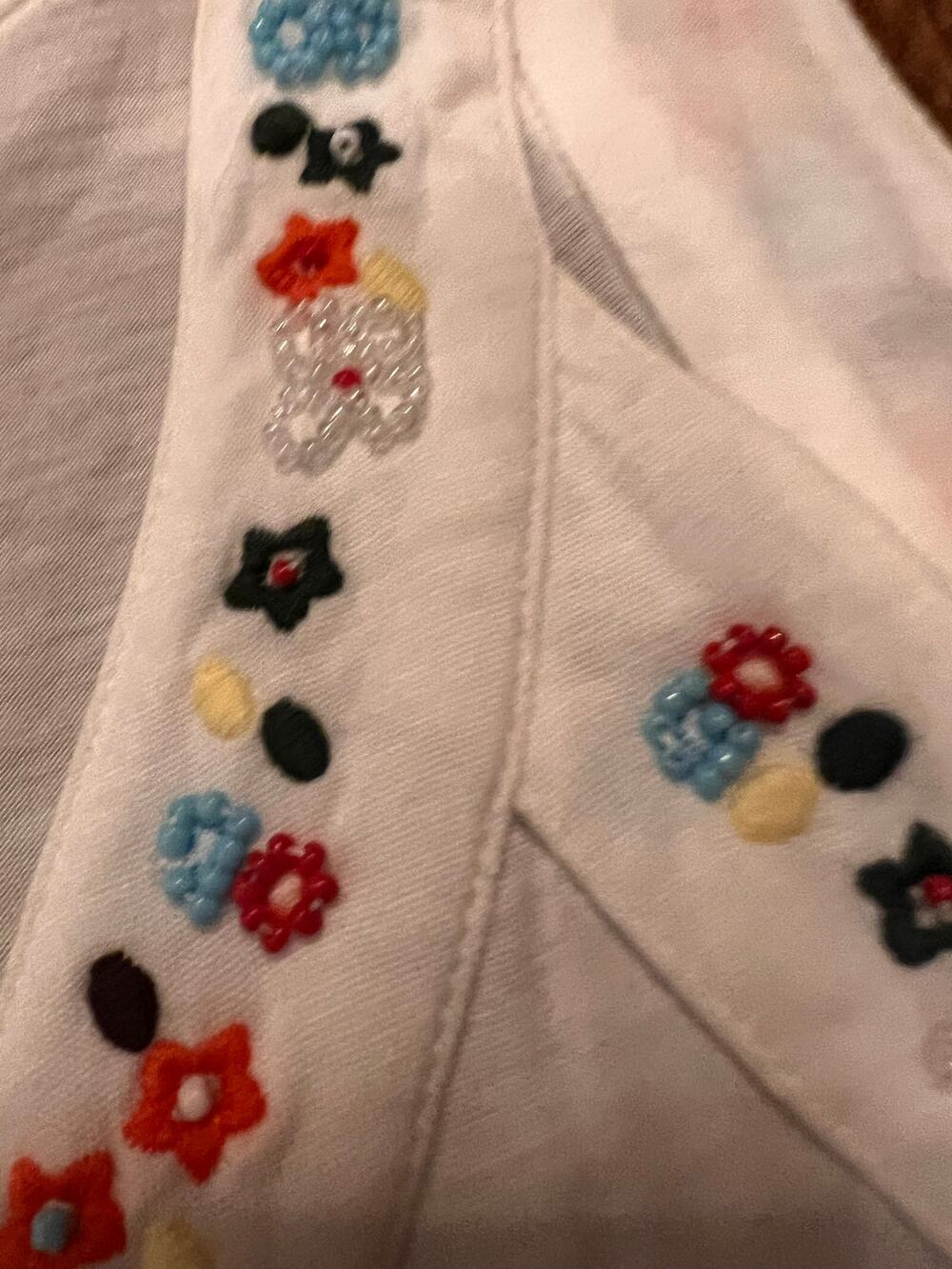Tommy Hilfiger XL White Beaded Flowy Tank Boho Cottage Grandmacore Summer Style